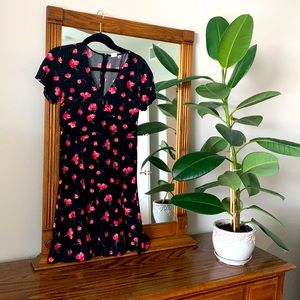 GAP fit flare skater pink peony black dress